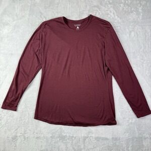 Seg'Ments 100% Wool Long Sleeve Top Women's XL Red Crewneck Athletic Hiking